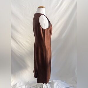 Talbots Collection Pure Silk Copper Brown Sheath Dress Size 10